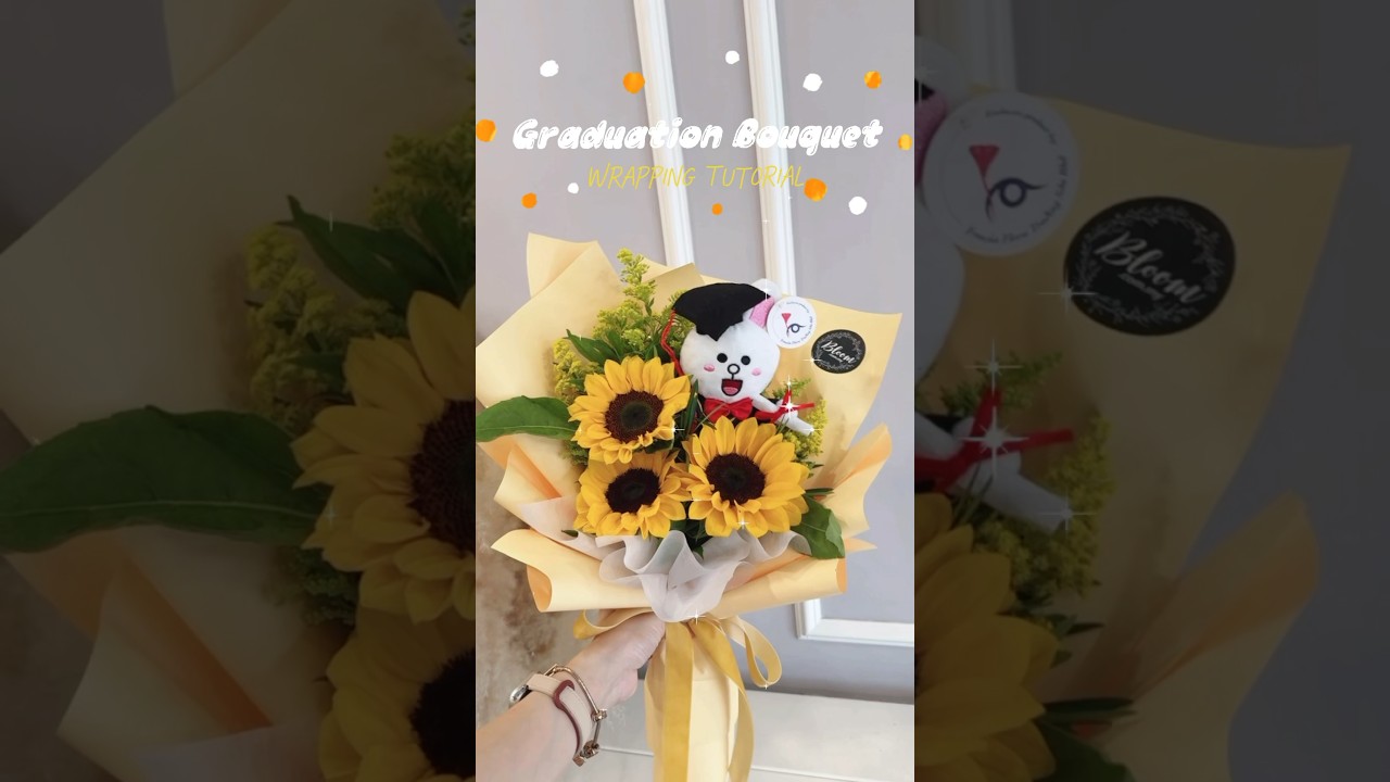 How to make a graduation bouquet | Graduation Bouquet Wrapping Tutorial | 花束包装 | 花藝教學