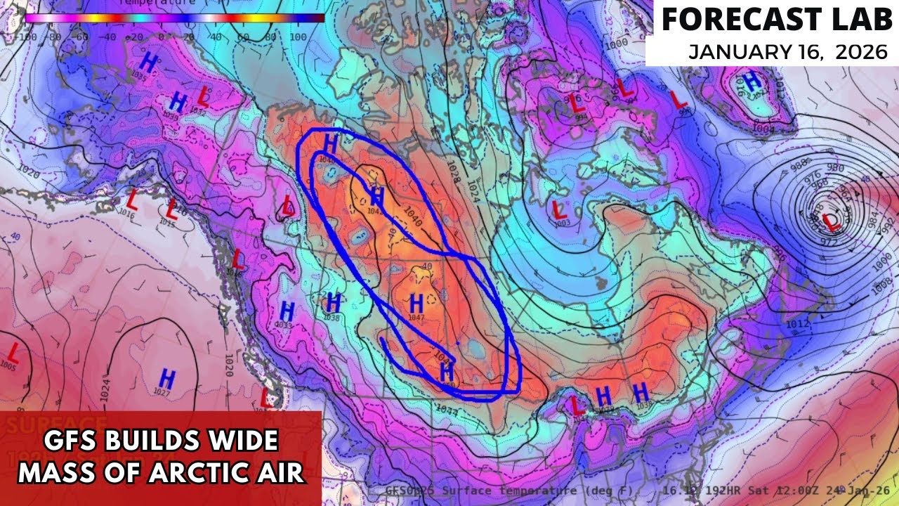 Пятница, 16.01.2026 - Погода в США | Модель GFS прогнозирует расширение зоны воздействия арктичес...