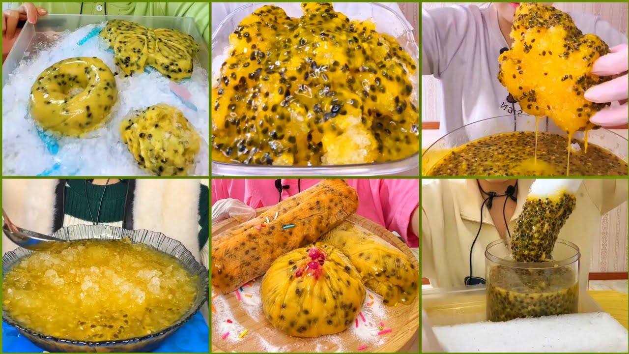 QIAN || DIFFERENT TYPES OF PASSION FRUIT ICE EATING ONLY BITES || RE EDITED ❤️