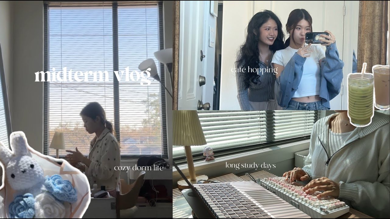 MIDTERM vlog | busy days studying, cafe hopping w friends, and cozy dorm life