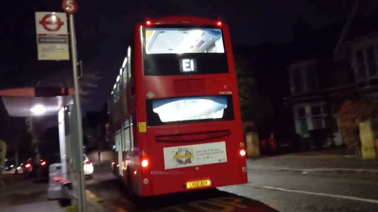 Journey on Route E1 | Metroline London VW1305 (LK12AUW)