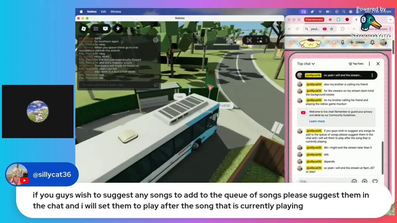 my first live stream! (on a screen)