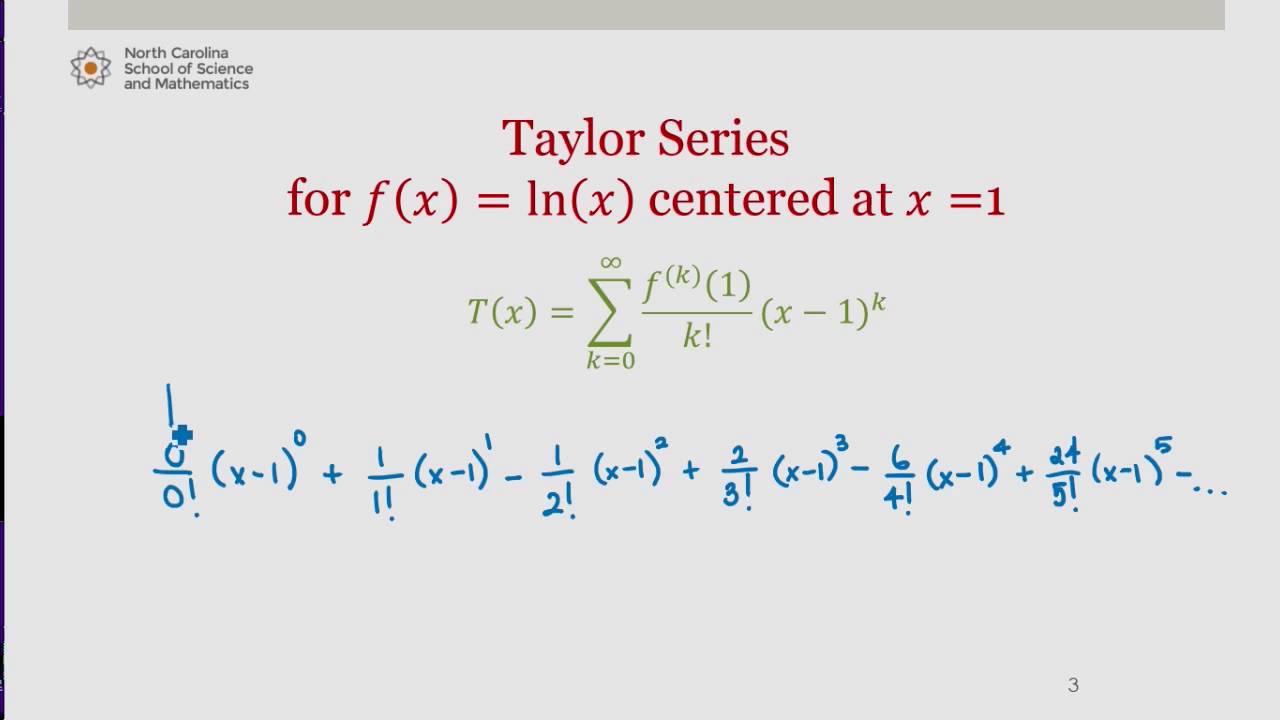 Ряд Тейлора для f(x)=ln(x) с центром в точке x=1