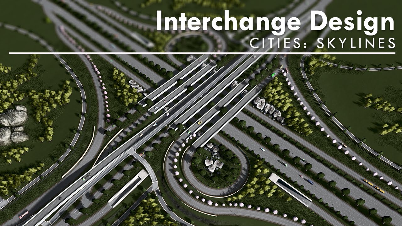 The Double Trumpet Interchange | Cities: Skylines Intersection Design | Time-lapse Build