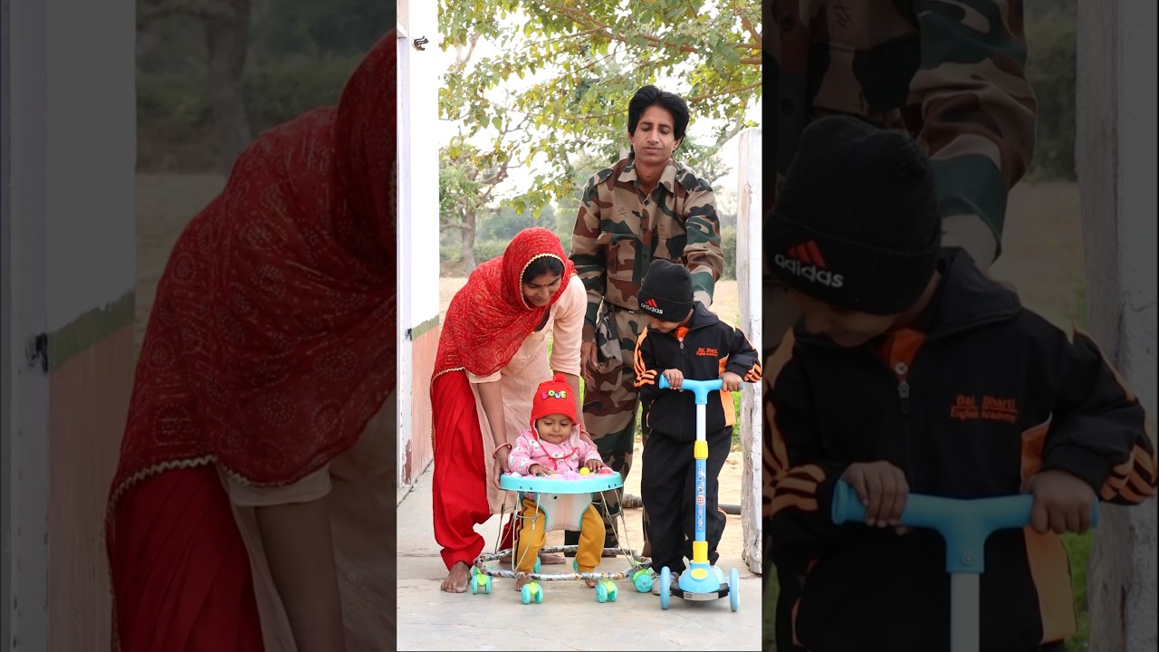 Indian army 🇮🇳 papa or beti ka pyar village family life #shorts #papa #army #viral #daughter