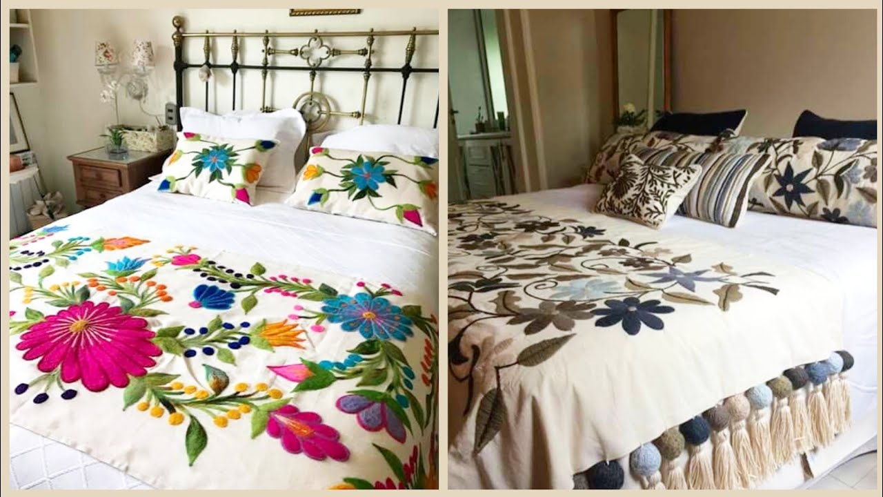 Fabulas And Classy Hand Embroidered Bedsheet Collection//Embroidery Patterns For bedsheets