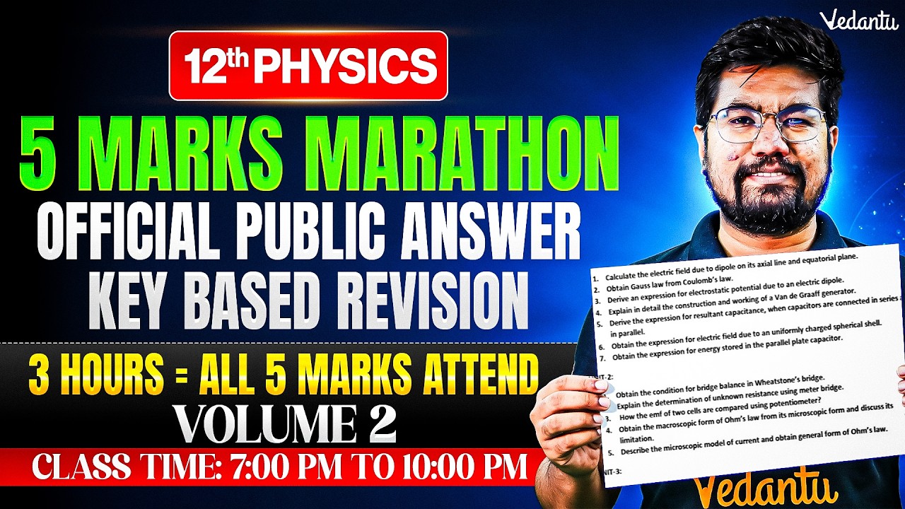 12th Physics | 5 Marks Marathon Volume 2 | Official Answer Key Based Revision | Yazhiniyan Sir