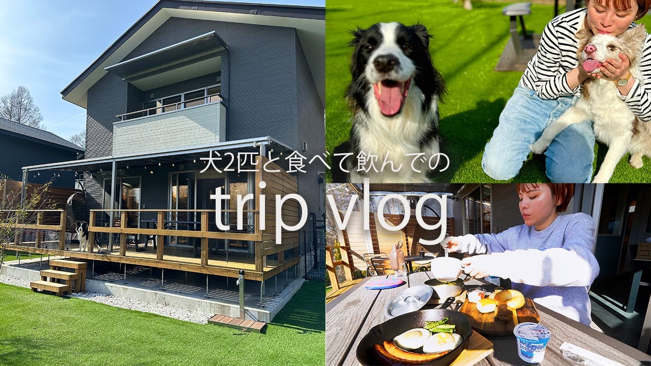 好きなだけ食べて飲んでの犬達と家族旅行。