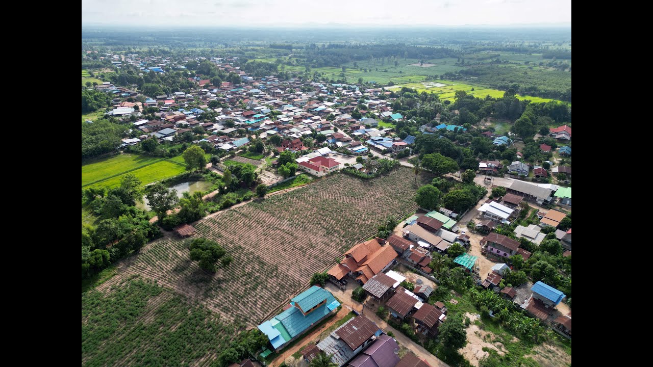 Thai Isaan Village and countryside from above