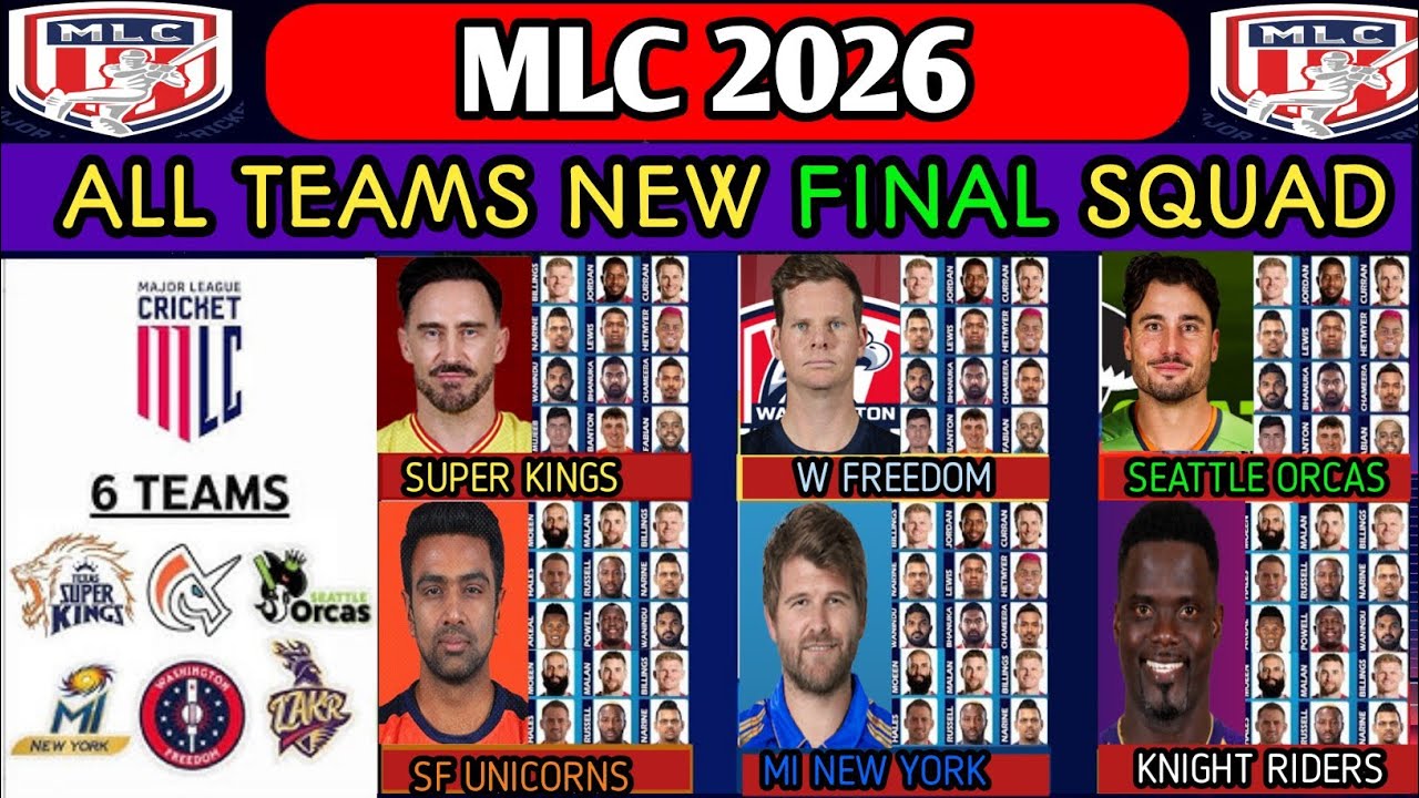 MLC 2026 All Teams Final Squad | MLC 2026 All Teams New Squad | MLC 2026 Squad 