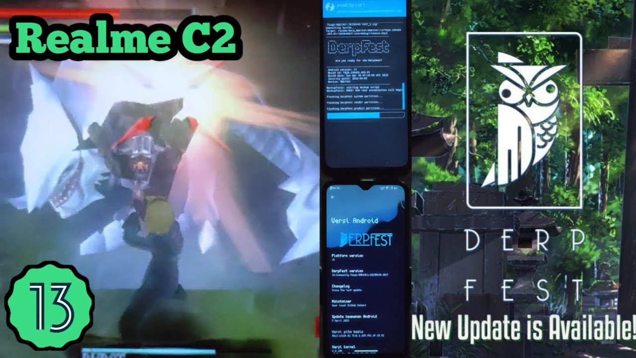 Derpfest 13 tango on Realme C2 || Install and Review Android 13 Custom ROM ||