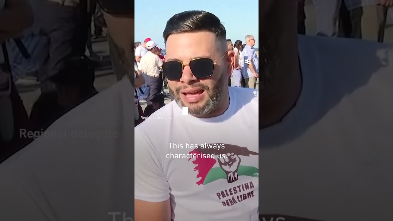 Cuban President Miguel Diaz-Canel leads thousands in pro-Palestine march in front of US embassy
