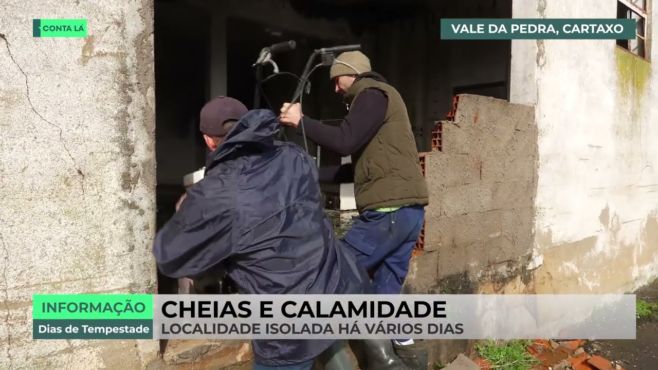 Vale da Pedra isolada pelas cheias: estradas submersas e casas inundadas