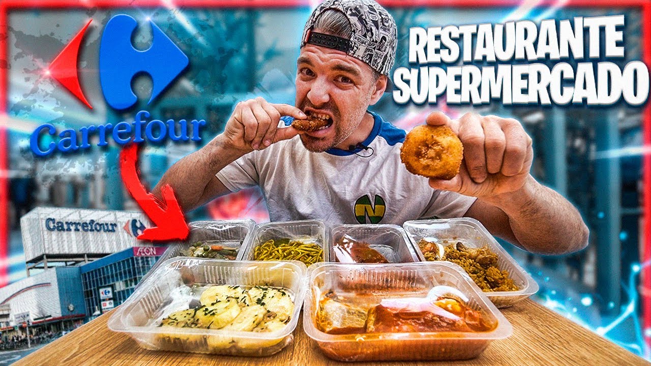 COMIENDO en el RESTAURANTE CARREFOUR *MENÚS de COMIDA RÁPIDA en SUPERMERCADOS* ¿ESTÁ MALA SU COMIDA?