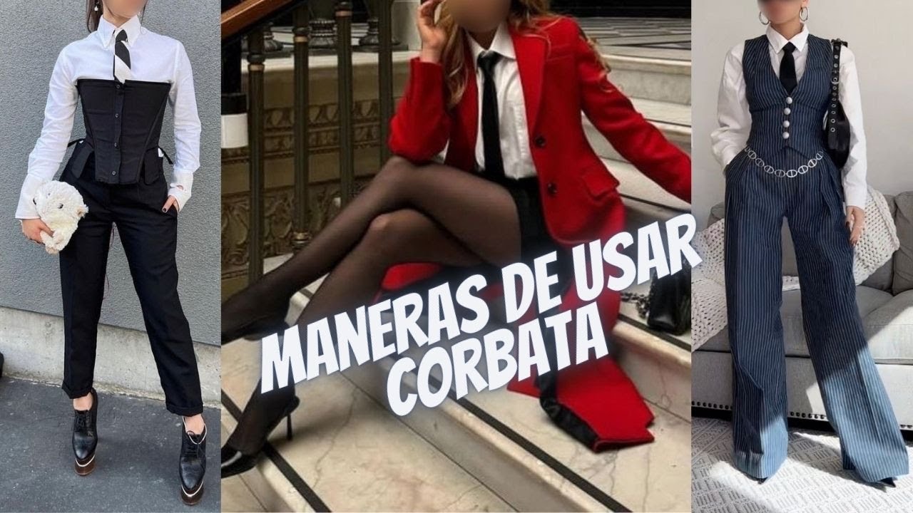 Manera de Usar Corbata En Looks de Dama y Verte Fashionista💯Way to Wear a Tie in Lady's Looks💛