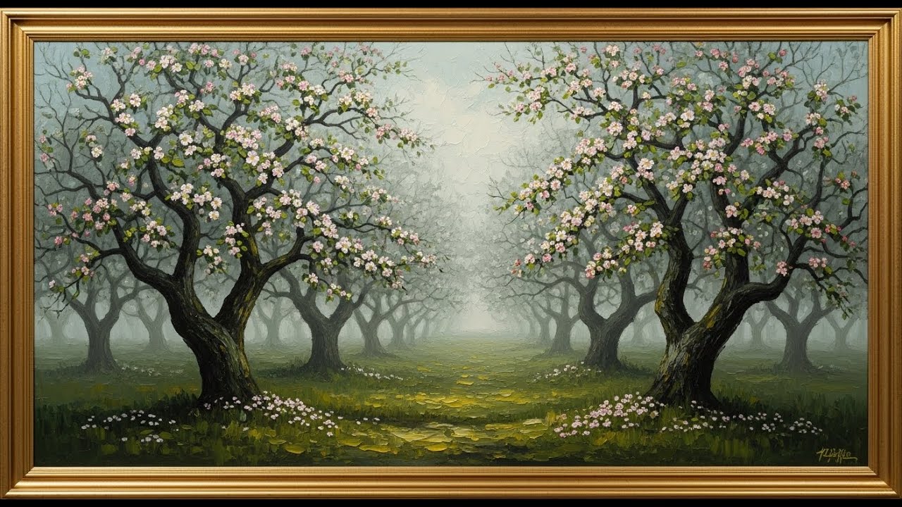 Frame TV Art with Music: Enchanted Cherry Blossom Orchard | Samsung Frame TV Art | Spring Landscape