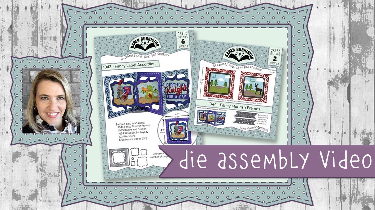 Karen Burniston Die Set #1043 Fancy Label Accordion and #1044 Fancy Flourish Frames