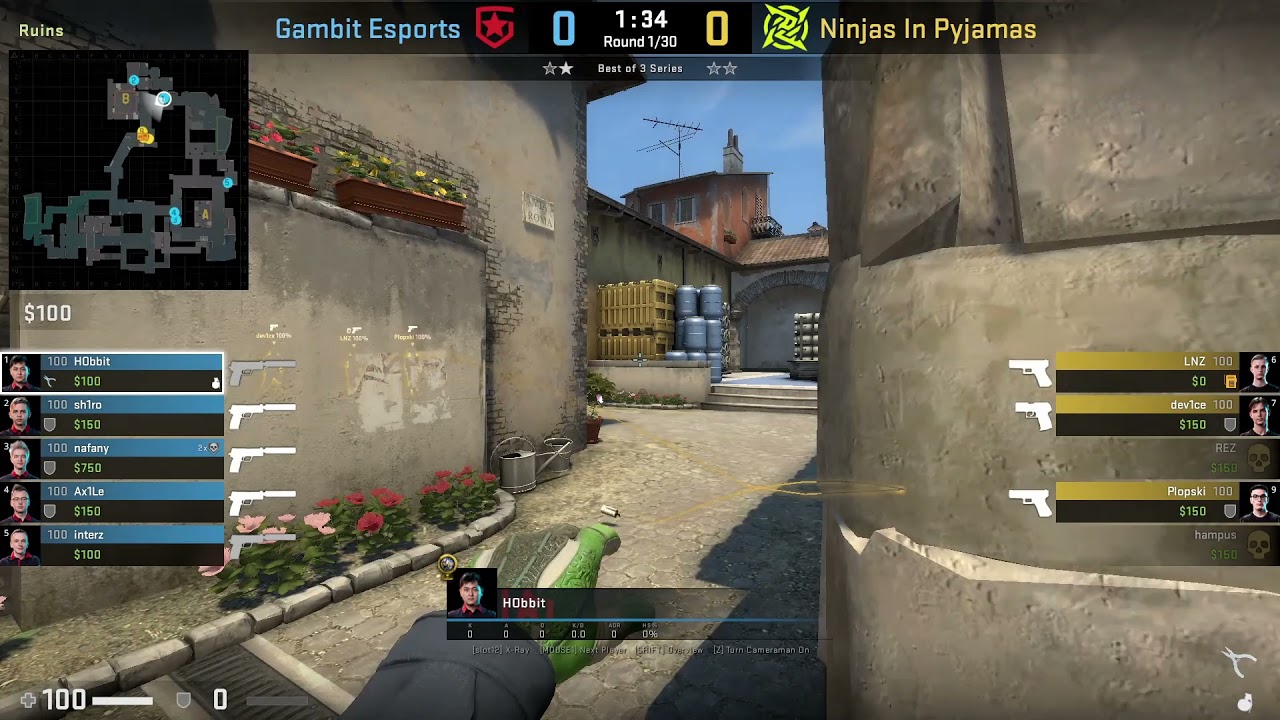Gambit Esports Inferno CT Pistol Setup B Nadestack (CS:GO Tricks)