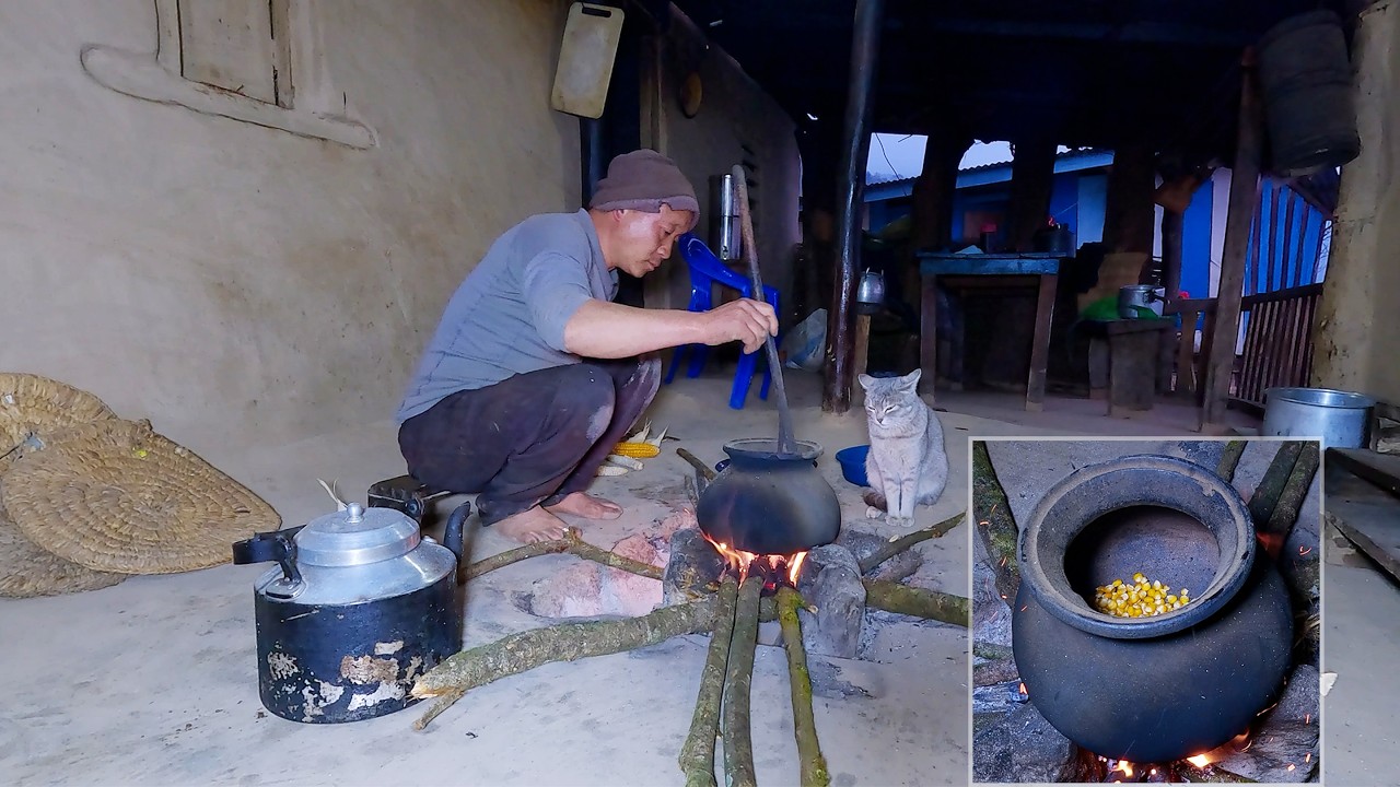 bhumi's  popcorn after day work || village life in Nepal ||@bhumicooking