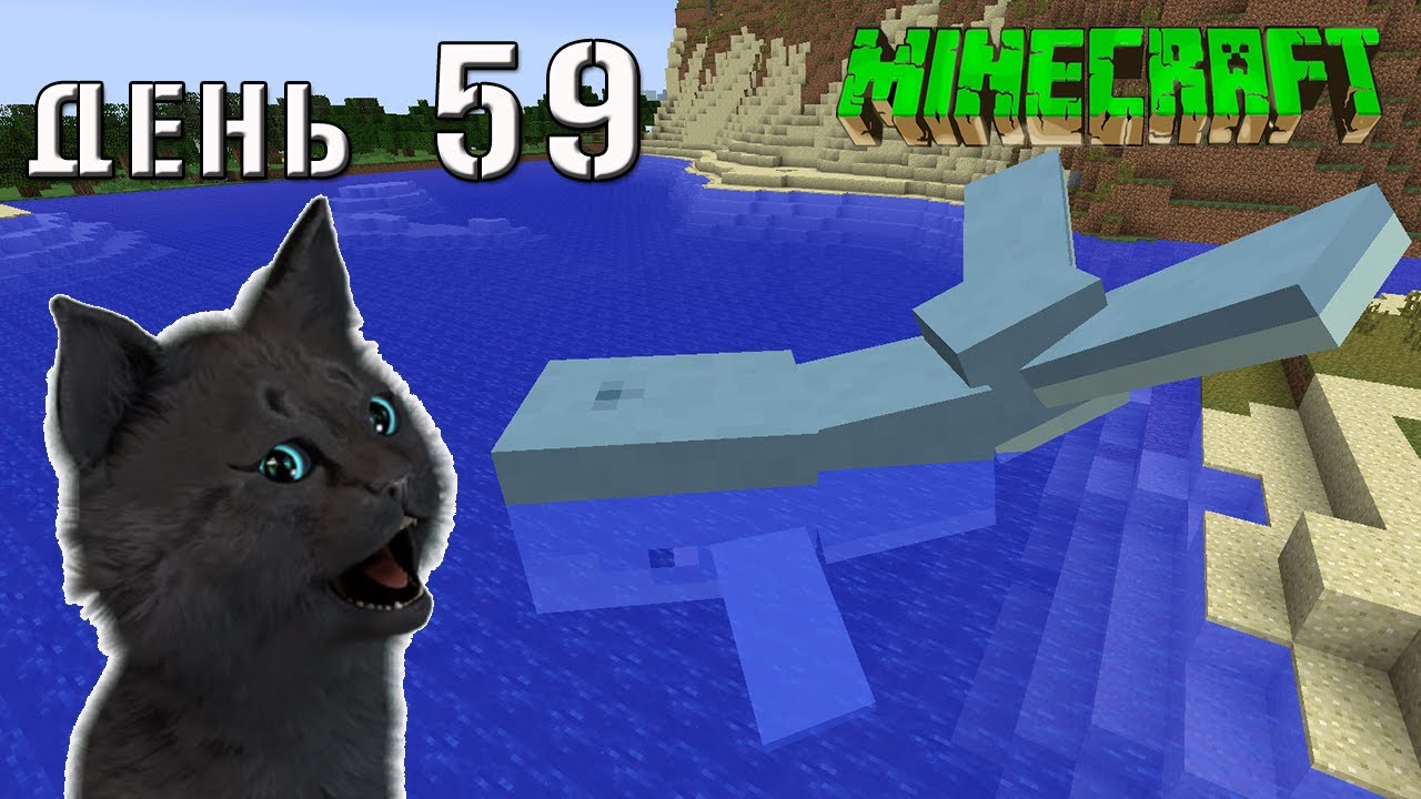 Minecraft СУПЕР КОТ ВСТРЕТИЛ БОЛЬШОГО КИТА В МОРЕ 🐱 ВЫЖИВАНИЕ 100  ДЕНЬ 59