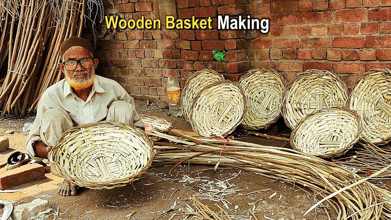 Handicraft Artist Making Wooden Sticks Basket | Wooden Basket Making Process | Bamboo Basket