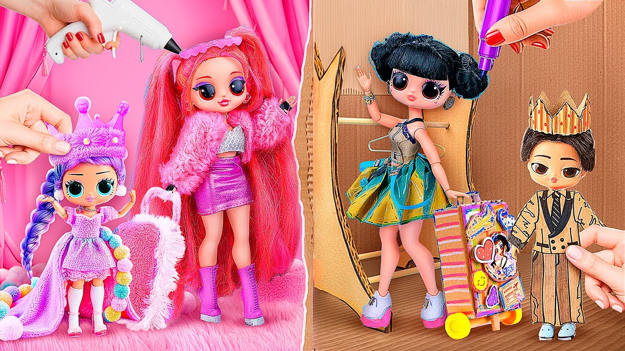 DIY Cardboard & Fluffy Makeover K Pop Demon Hunters in Airplane! 10 Crafts for L O L  Dolls