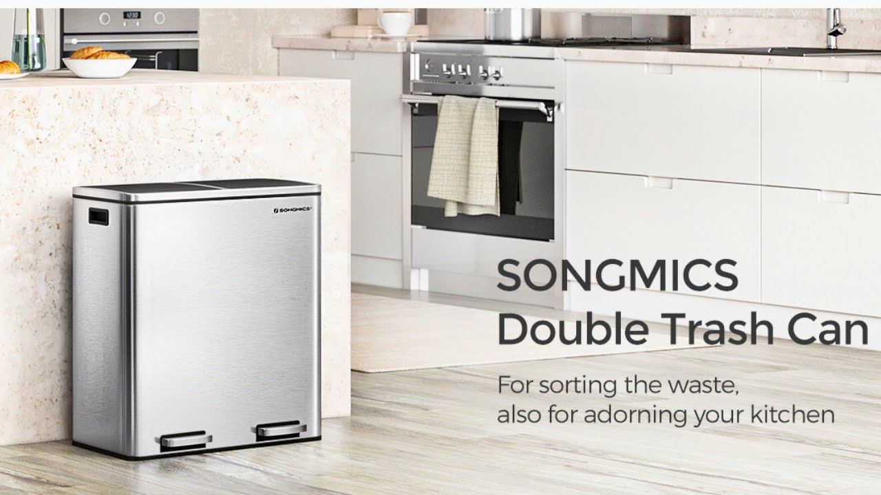 Songmics Trash Can, 2 x 8 Gallon (2 x 30 L) Garbage Can for Kitchen | Best Garbage Can for Kitchen