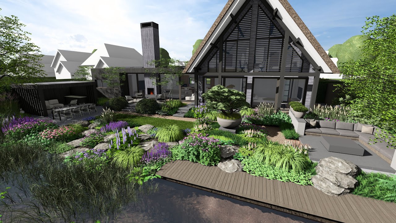 TUIN MET WIJDS UITZICHT OVER HET WATER