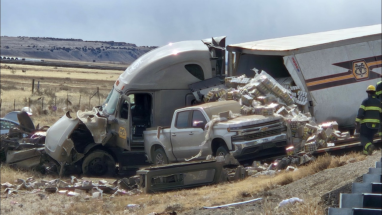 Dust Storm and 30+ vehicles pile up and crash on I-25 just south of Pueblo, CO