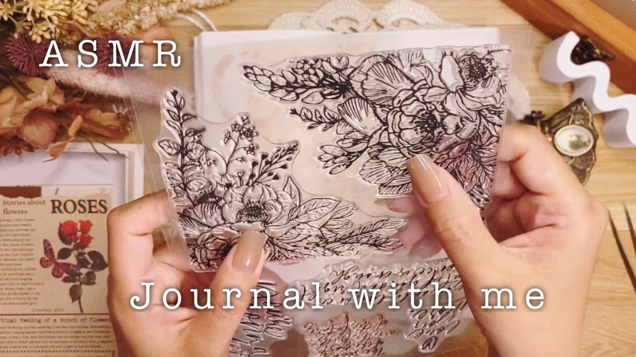 【ASMR】大きなシリコンスタンプを使ってコラージュꕤ︎︎*° Scrapbooking Journaling Relaxing sounds