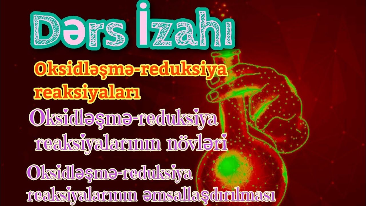 Oksidləşmə-reduksiya reaksiyaları. Oksidləşmə-reduksiya reaksiyalarının növləri, əmsallaşdırılması