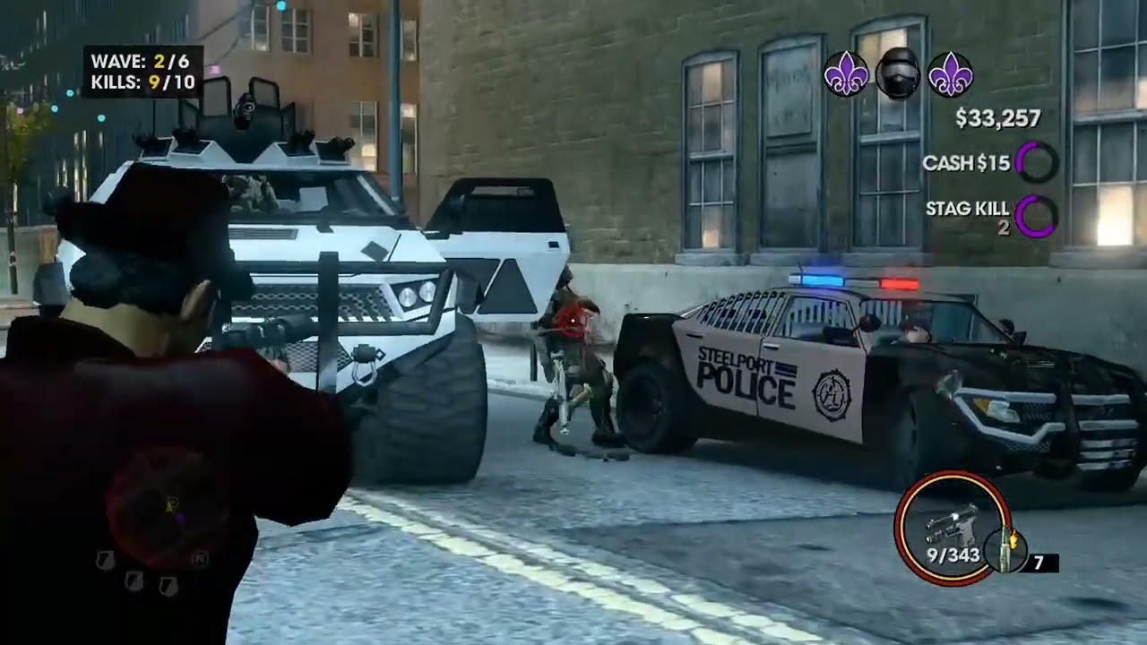 Survival- cops getting decked by the saints 