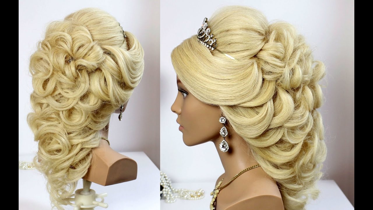 Wedding prom hairstyle for long hair. Tutorial