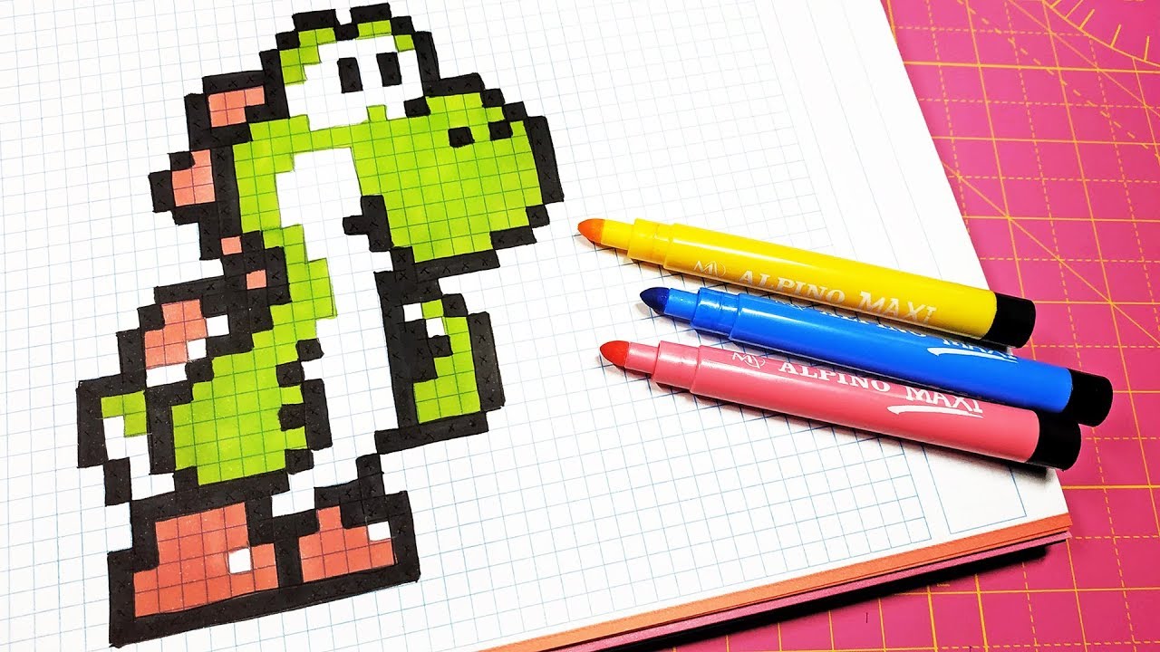 Handmade Pixel Art - How To Draw Yoshi #pixelart