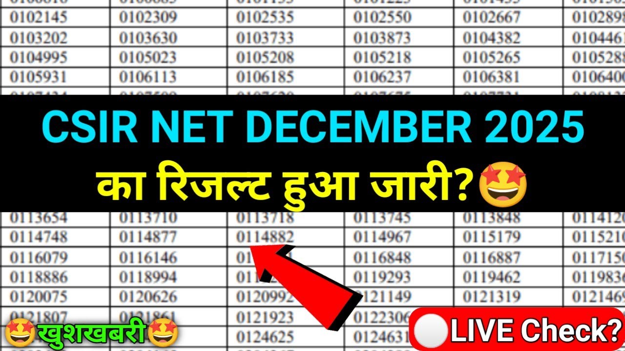 CSIR NET Result 2025 December | csir net result december 2025 | csir net dec 2025 cut off |csir net 