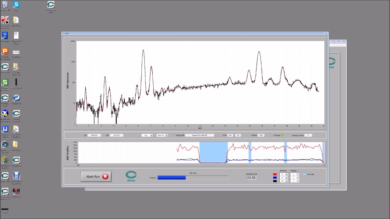 Itrax XRF core scanning drill core scanning demo run