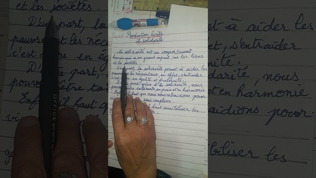 Production écrite la solidarité 4ème année moyenne مقترح بقوة. للفرض