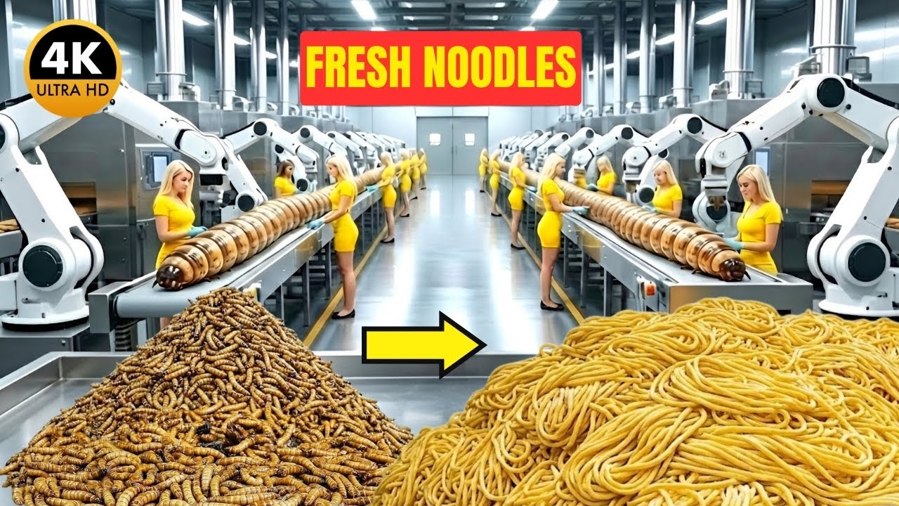 Inside Factory: How Millions of Mealworms Are Crushed Down to Make Fresh Noodles #Factoryprocess