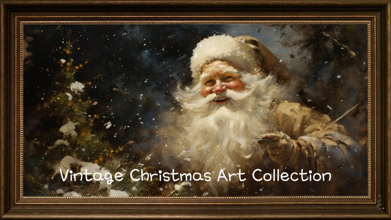 Vintage Christmas Paintings Collection 🎨 Cozy Holiday Screensaver with Calm Music
