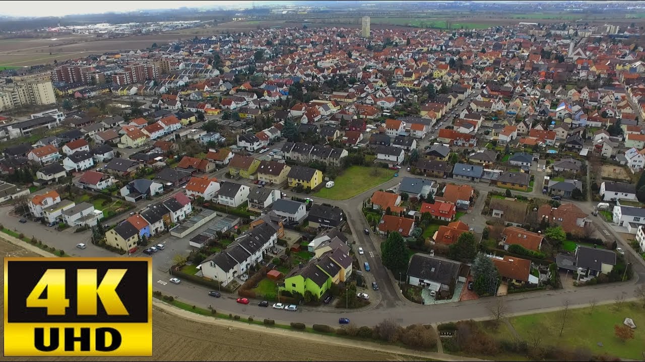 Mutterstadt von oben - Dji Phantom 3 4K UHD Cinematic Footage Video