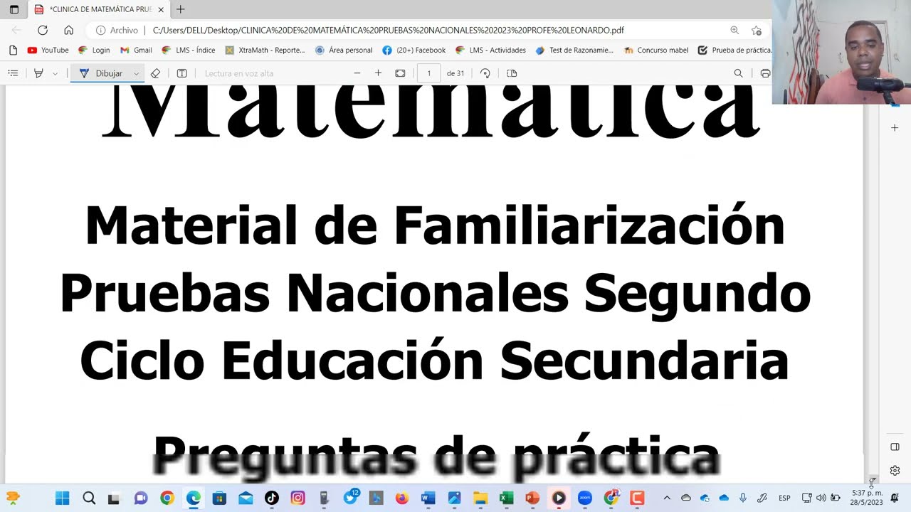 CLÍNICA DE MATEMÁTICA | PRUEBAS NACIONALES 2023 | PREGUNTA 1. DE SISTEMA DE ECUACIONES