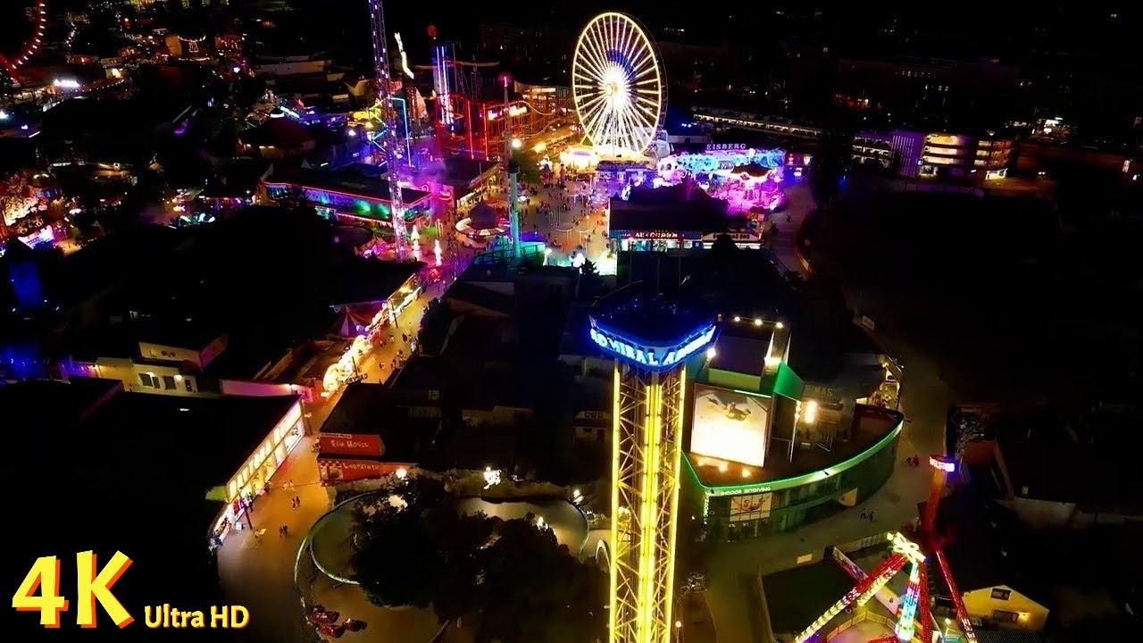 Crazy Colored Amusement Park Prater Wien & Riesenrad City Tour [4K] - Airdynamics Vienna, Austria