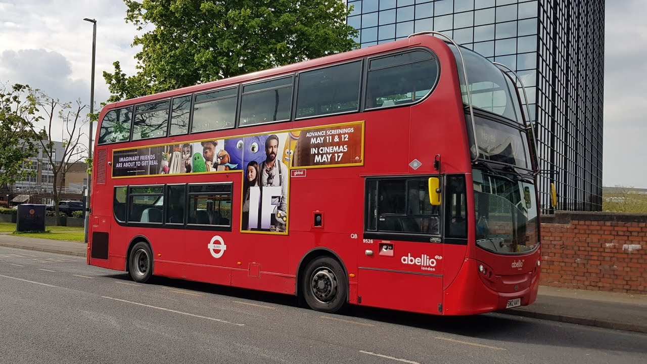 Full Ride: London Bus Route U7 Uxbridge - Hayes Sainsbury's. Abellio Enviro400 9526 (SN12 AAY)