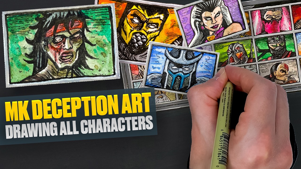 MORTAL KOMBAT DECEPTION ART | Drawing Zombie Liu Kang, Scorpion, Sub-Zero & full select screen