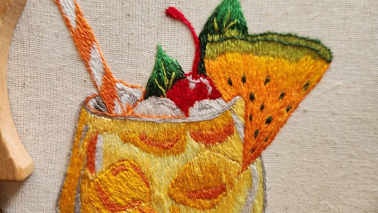 Embroidery a glass of fruit