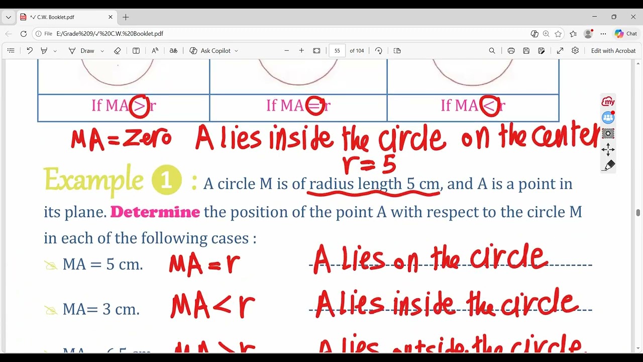 Gr9 - Unit 4 - Lesson 2 - Position of a point and a straight line with respect to a circle