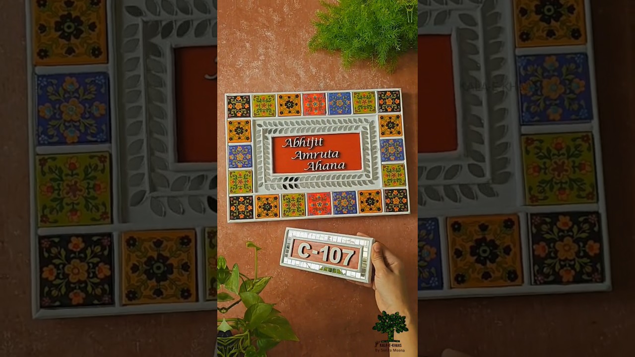 Mixed Media Nameplate and House Number #youtubecreators #nameplatesforhome #youtubeindia#shortsindia