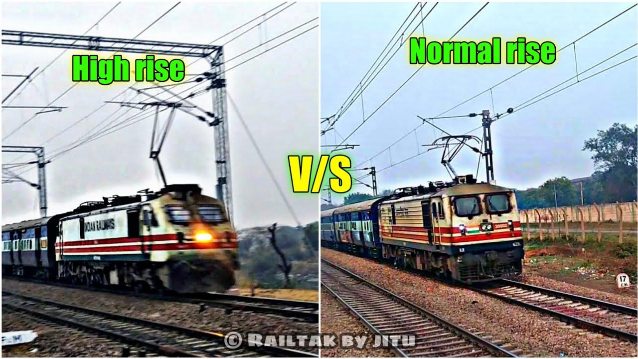 HIGH RISE PANTOGRAPH VS NORMAL RISE PANTOGRAPH | DELHI-REWARI SECTION | INDIAN RAILWAYS