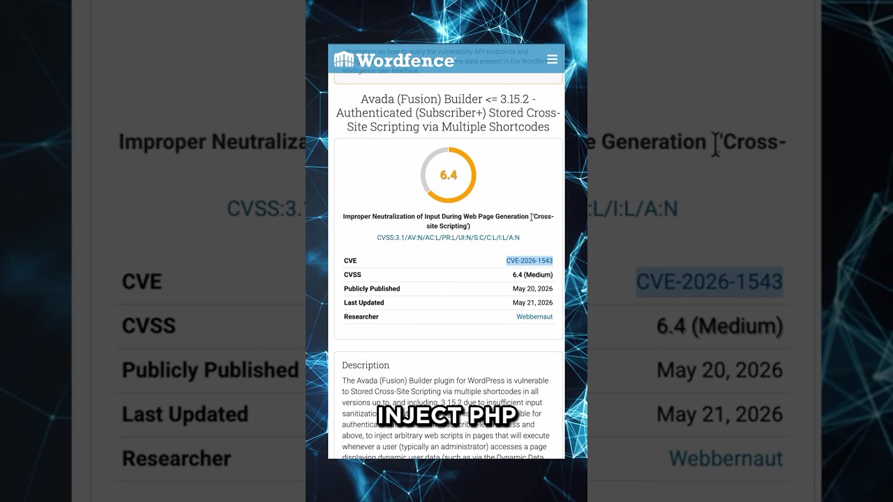 Еженедельный отчет Wordfence Intelligence об уязвимостях в WordPress (с 18 мая 2026 г. по 24 мая ...