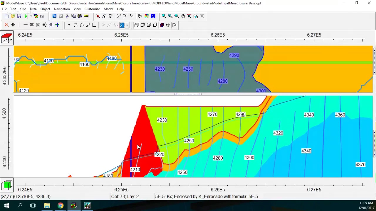 Groundwater Flow Simulation at Mine Closure Time Scale with MODFLOW and Model Muse